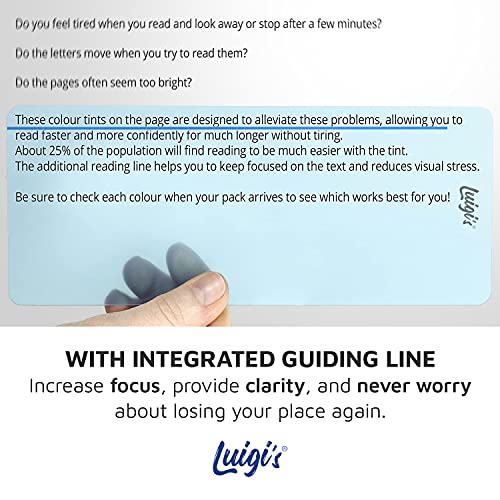 Luigi’s Lesehilfe bei Dyslexie [10 Stück] - Leselineal in verschiedenen Farben - Farbfolie - Leselineal für Kinder geeignet