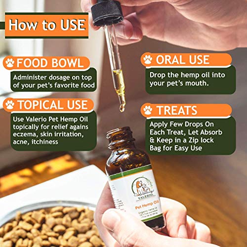 Valerio Pets Hemp Oil For Dogs And Cats - 1 Oz - Hemp Oil Drops With Omega Fatty Acids - Hip And Joint Support And Skin Health #TOP3