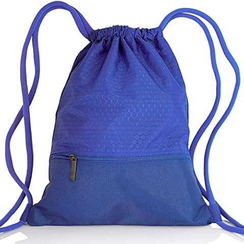 ZENWILL Mens Zip Drawstring Gym Bag,Sports PE Bag Waterproof Gym Sack Lightweight String Backpack Swimming Bags (Navy Blue) Cover