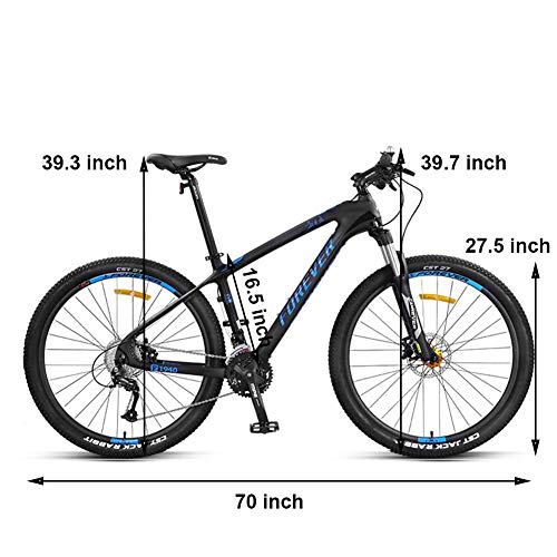 GJZM Mountainbike Hardtail Mountainbike, 27,5 Zoll Big Wheels Mountain Trail Bike, Carbon Faserrahmen Herren Damen All Terrain Mountainbike, Gold, 30 Geschwindigkeit – Bild 3