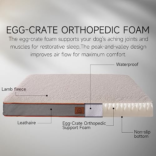 Image of Jumbo Extra Large Waterproof Dog Bed, Big Orthopedic Dog Beds with Removable Washable Cover for Extra Large Dogs, Pet Bed Mat Egg-Crate Foam, 3XL(47.5 inchX29 inchX4 inch), Light Grey