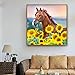 DIY 5D Full Drill Rhinestone Animal Diamond Painting Kits for Adults, Crystal Rhinestone Embroidery Diamond Painting by Number Kits Art Craft Home Wall Decor (horse sunflower, 15.7'' x 15.7'')