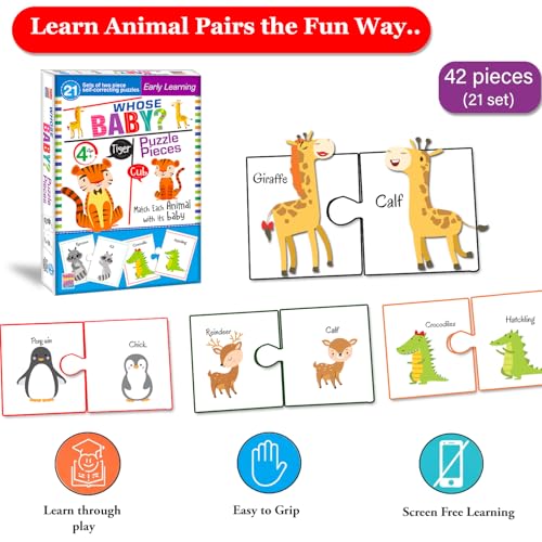 Image of Whose Baby Jigsaw Puzzle? Connecting 2-piece (Set of 21 pcs) for Kids, Childrens and Toddlers - Early Learning Educational Brain Booster with Fun and Engaging - Ages 4+