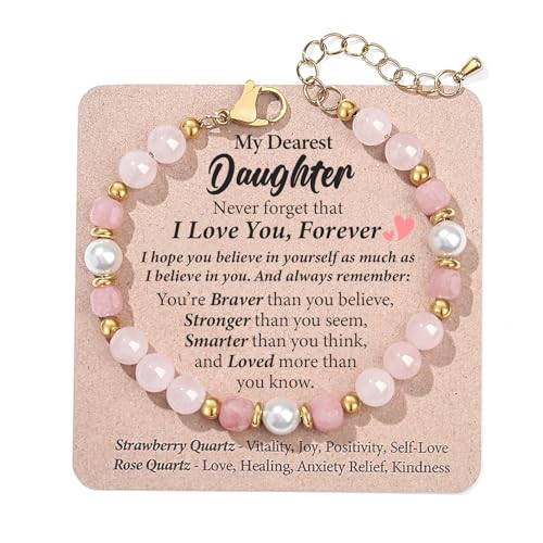 Image of Quietsun Trendy Gifts for Her-Positive /Love /Joy Natural Crystal Bracelets for Girls /Teens /Adults-Adjustable /Handmade-Gift Box Packing