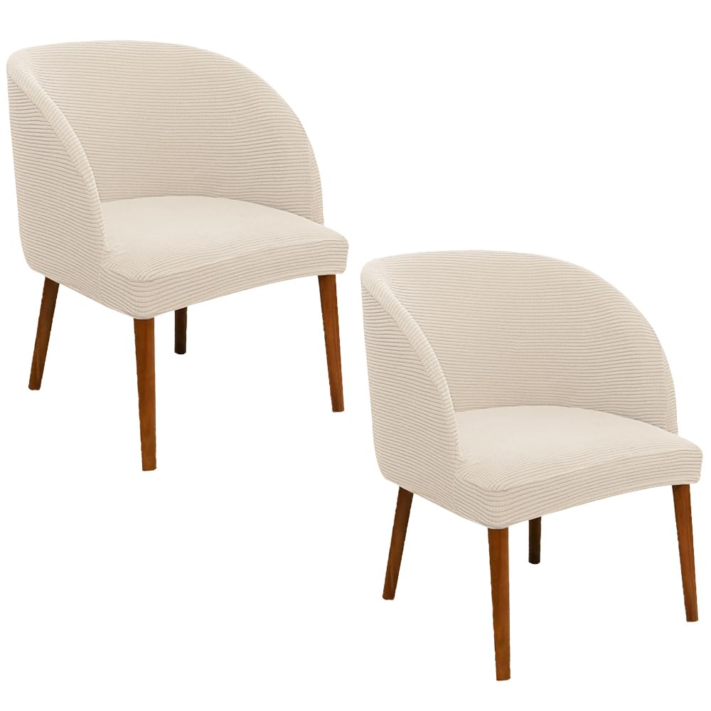 SZJIAHTM 2 Pcs Dining Chair Cover Armchair Wingback Round Curved Back Chair Cover Soft Stretch Mid Century Modern Accent Chair Slipcover for Kitchen Living Room