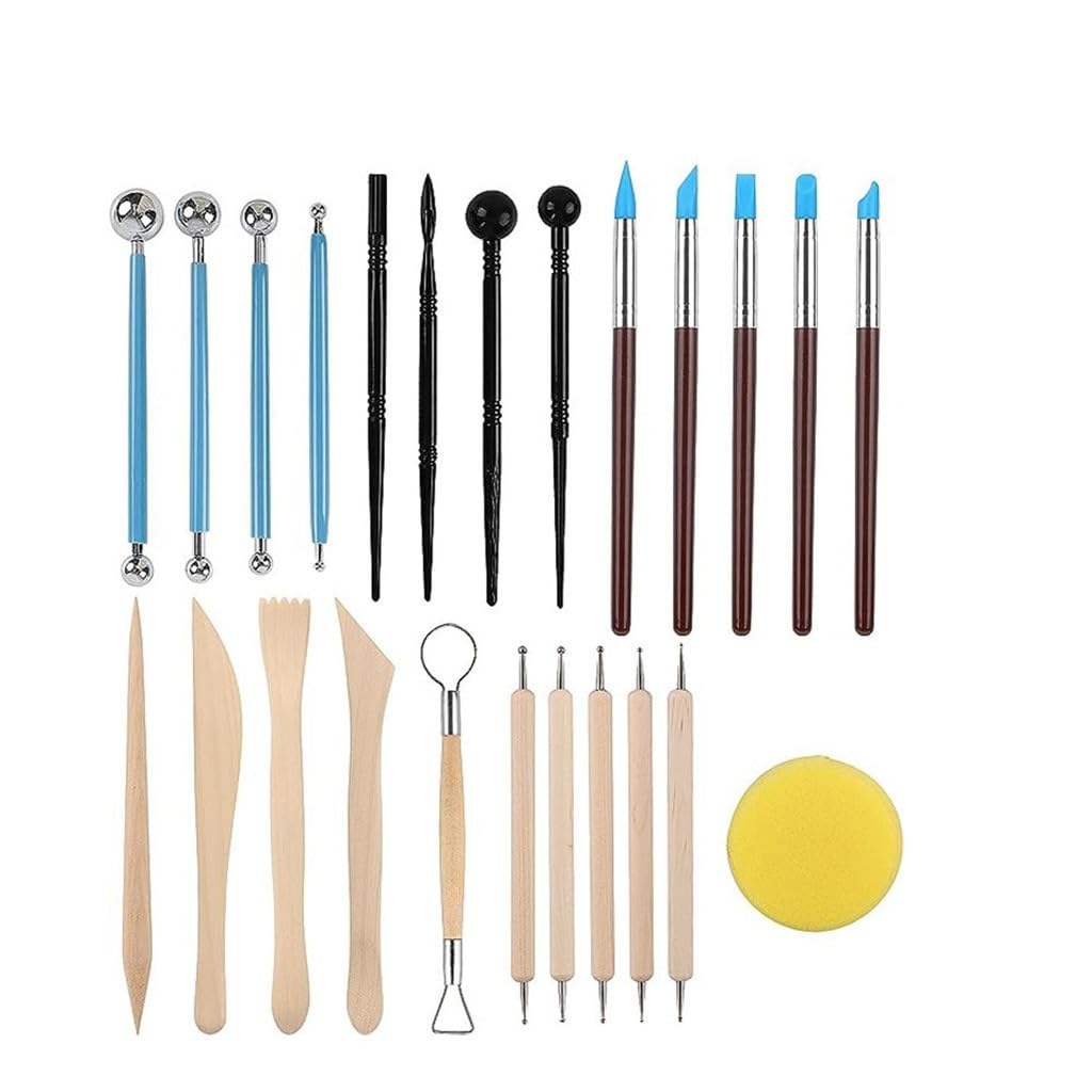 Multifunktionales Tonwerkzeug-Set – 24 Stück, Edelstahl, handgefertigte Töpferei-Werkzeuge für DIY-Skulpturen- und Bastelprojekte