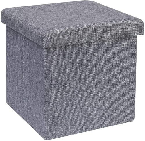 Lazer Folding Storage Ottoman Stool | Multipurpose Organizer Bench & Footrest | Cube Coffee Table with Wardrobe Storage for Clothes, Books & Toys | Living Room, Bedroom & Study (30x 30 x 30cm)