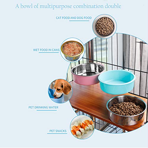Crate Dog Bowl, Removable Stainless Steel Water Food Feeder Bowls Hanging Pet Cage Bowl Cage Coop Cup for Dogs Cats… - Image 7