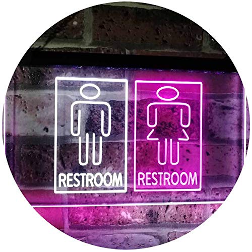 ADVPRO Restroom Male Female Boy Girl Toilet Dual Color LED Neon Sign White & Purple 300 x 210mm st6s32-i3029-wp — image 1