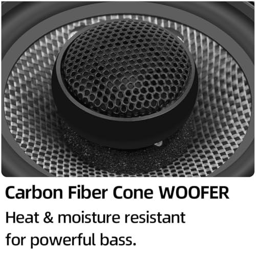 Image of Upgrade 4-Inch Car Coaxial Speakers - 2-Way Full Range Stereo, 300W Peak Power, Carbon Fiber Cone, 4 Ohm, High Fidelity Audio for Surround Sound - Professional High-End Auto Audio System