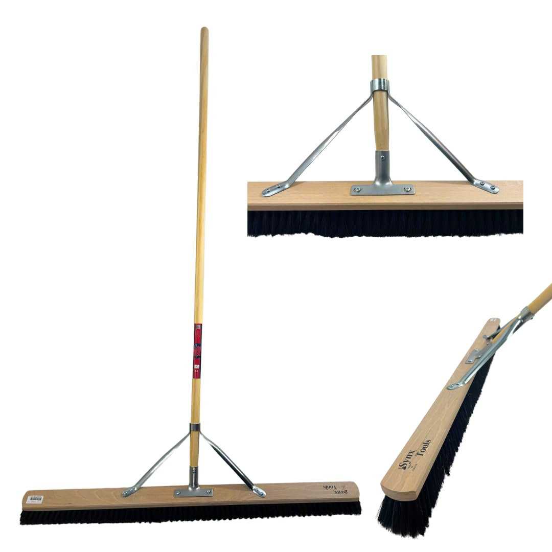 Hallenfeger 100cm mit Stiel, Rosshaarbesen mit weichen Borsten, Besen mit Stiel für Innenbereiche, Kehrbesen und Stubenbesen, Hausbesen Schwarz mit Holzstiel