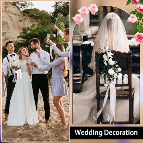 Image of woric White Satin Ribbon 1 1 /2 Inch 60 Yards Gift Ribbon for Bridesmaids Bouquets Bridal Wedding Sash Flowers Bouquet Chair Bows Graduation Back to School Decoration