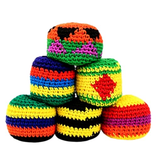 Elradin 6/12PCS Knitted Sack Ball, Crochet Kick Bag, Pro Sand Footbag, Bomb Footbag, for Adults Party Favors Outdoor Games (6PCS)