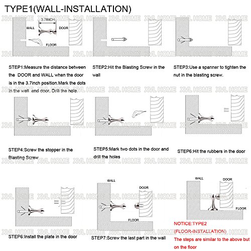 Xvl Magnetic Door Stop 2 Pieces Metal Door Holder Doorstop Heavy Duty Conceal Screw Floor Mount Brushed Finish M104A #TOP1