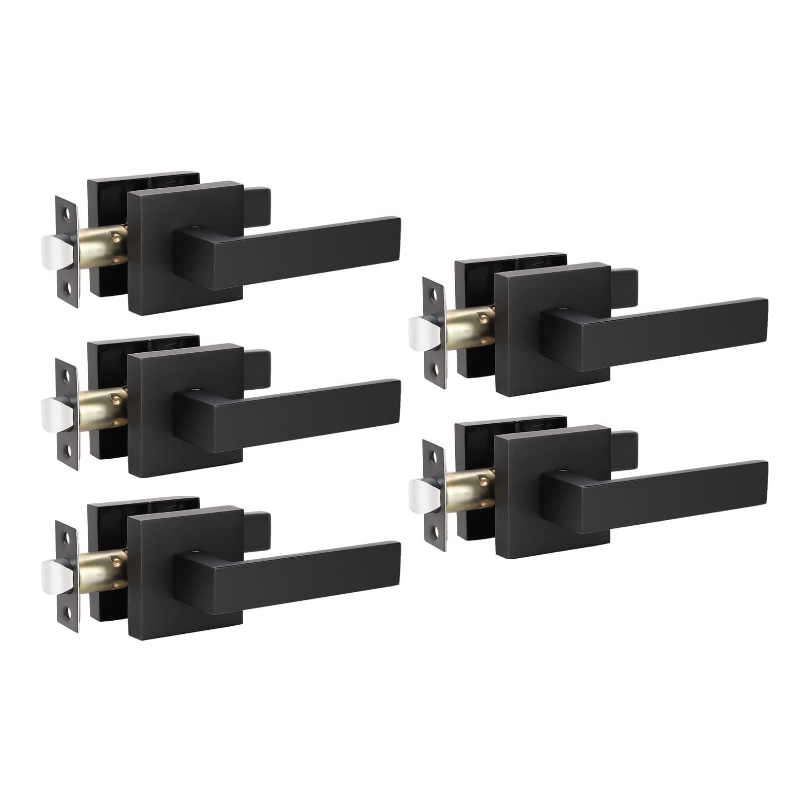 KNOBWELL 5 Pack Heavy Duty Black Door Handle, Interior Door Handles