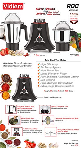 Vidiem Mixer Grinder, 1500W (Black).