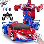Yellcetoy Transform Toys, Remote Control Spider Car with Hand Gesture Sening LED Light Music & Sound Effect, 2.4Ghz Transforming Robot Car with Batteries, Gifts for Kids Boys Age 3-10 Red Blue