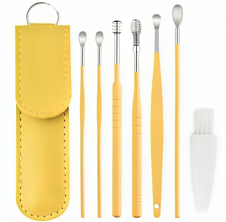 Ear Wax Cleaner 7 Pc Resuable Ear Wax Cleaner Reusable Removal Kit Steel Ear Cleansing Tool Set Spiral Ear Curette Tool With Cleaning Brush For Kids Man Woman (Steel) (Multicolor)-image-39