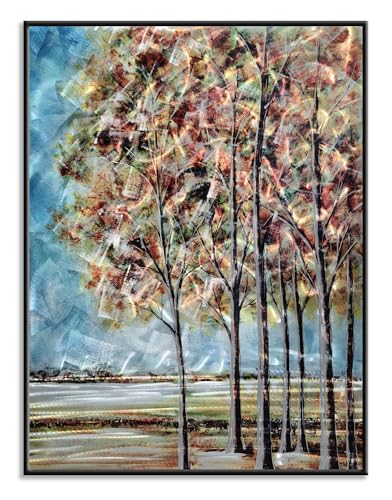 Yihui Arts Tree Aluminum Wall Art - Exquisite 3D Vertical Abstract Forest Metal Landscape Sculpture for Home Accent