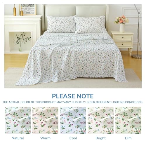 Image of MUXHOMO Full Size 4 Piece Sheet Set, Soft Breathable Bed Sheet Set for Bedroom with Deep Pocket Up to 16 inch, Wrinkle-Free & Cooling Bedding for Oeko-TEX Certified - Wildflower Green