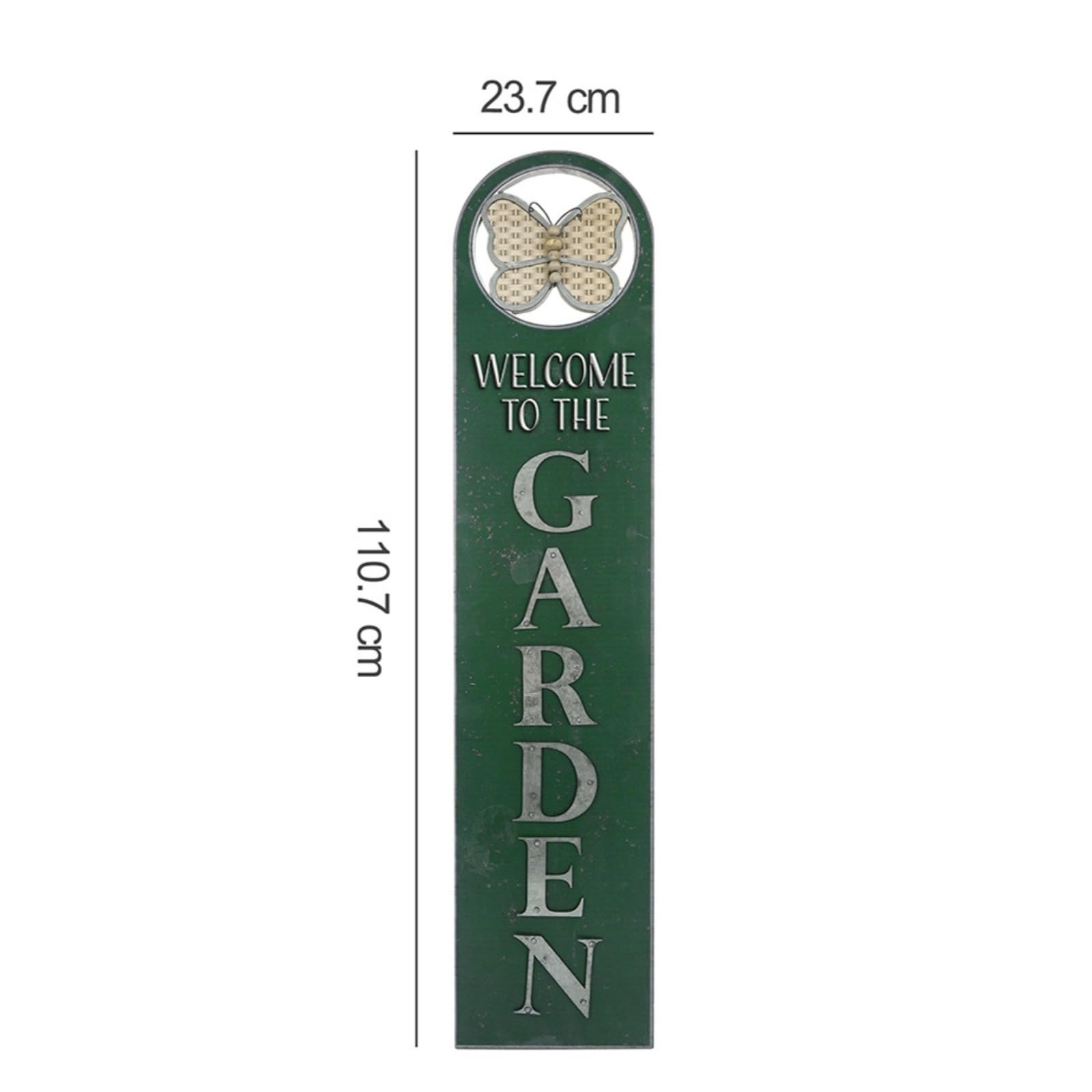 Vertikales schild aus mit Schmetterling Verzierung Willkommensschild mit Erhabenen Buchstaben Und Antikem Finish für Haustür Gartenmauer Und Sitzbereich