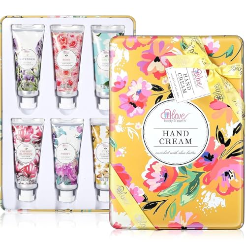 Body & Earth Handcreme Geschenkset, Geschenke für Frauen - Angereichert mit Sheabutter und Glycerin für Trockene Hände, 6 Stück Bodylotion Travel Pack Mini Größe, Geburtstags, Muttertagsgeschenk