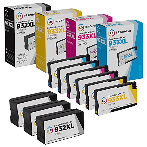 LD Remanufactured Ink Cartridge Replacement for HP 932XL & HP 933XL High Yield (3 Black, 2 Cyan, 2 Magenta, 2 Yellow, 9-Pack)