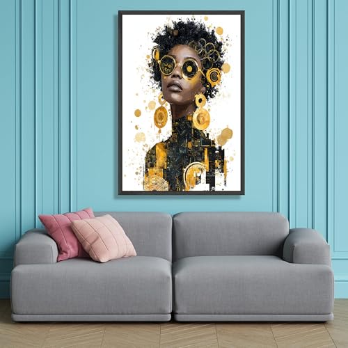Tableau de décoration intérieure portrait afrocentrique et art abstrait