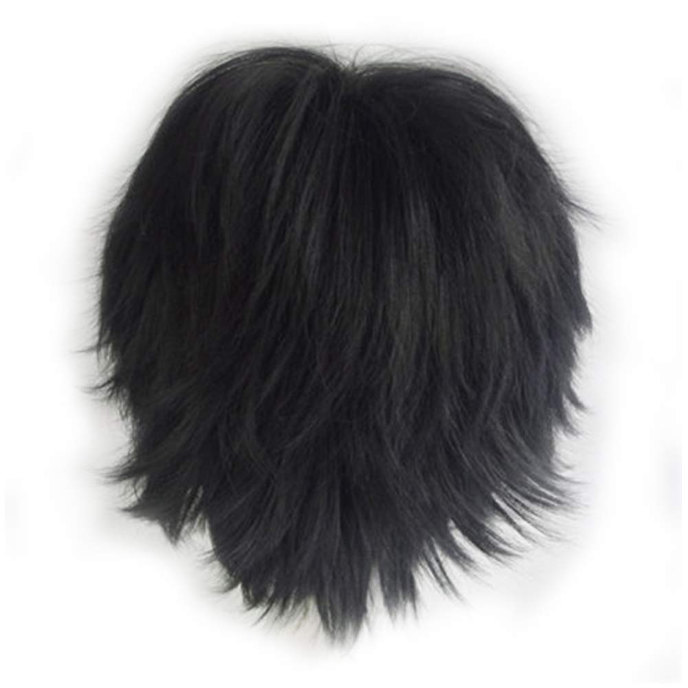Benehair Short Cosplay Wigs Unisex Short Spiky Layered Anime Cosplay Wigs Fluffy Fashion Black Wiglets for Men Women Cosplayer Synthetic Straight for Halloween Party - Image 4