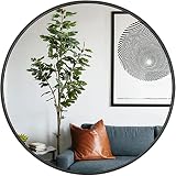 Adeerer Spiegel Rund Wandspiegel 40cm Schwarz Badspiegel für Flur Wohnzimmer Schlafzimmer