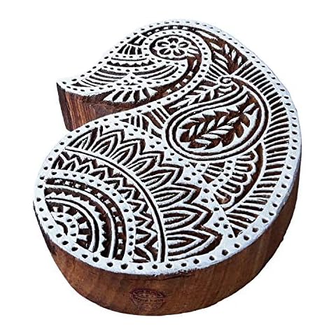 Royal Kraft Exclusive Print Block Large Paisley Pattern Big Wooden Stamp Cover