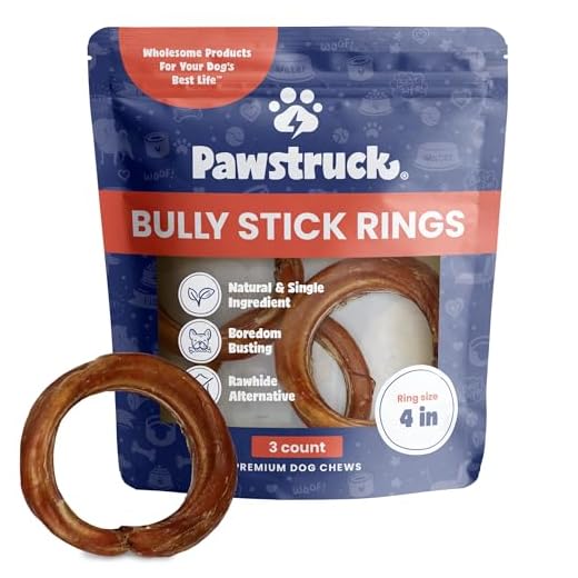 Pawstruck All-Natural 4" Bully Stick Rings for Dogs - Rawhide-Free, 100% Beef, Single Ingredient Dental Chew Bones - Fully Digestible, Low Odor - 3 Pack - Packaging May Vary