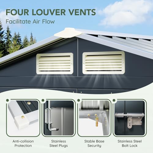 Image of 5x3 FT Outdoor Metal Storage Shed, Double Door, 1 Clear Window, Tool Shed for Garden, Patio, Backyard