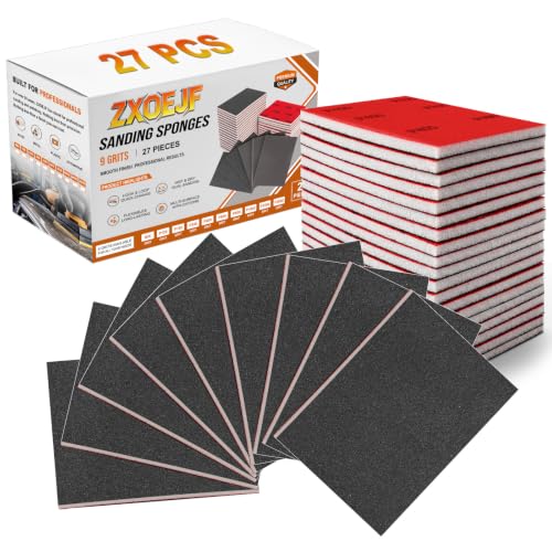 Image of 27 PCS 3x4 Inch Sanding Sponge, 400 Grit Sandpaper Pads Sanding Blocks Set