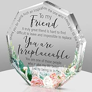 Friends Gifts for Women Friendship Bestie Plaque for Female Best Sunflower Flower Sister Gift Christmas Birthday Thank You Gift for Women Acrylic Friendship (Simple Nonagon Style)