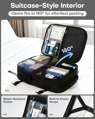 HOTOR Travel Backpack - TSA-Friendly Carry-On Backpack for Men & Women, Internal Luggage Straps & Waterproof Pocket, Perfect for Travel Essentials, Work, Commuting, 16.9" x 11.4" x 7.9", Black - Image 4