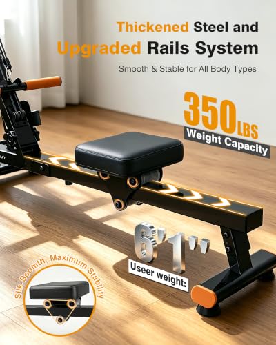 Image of Rowing Machines for Home,Workout Equipment,Exercise Rower with Quiet Resistance,350LBS Capacity,LCD Monitor,Knee Pads, Workout Gloves&Extra Pull Rope for Full Body Exercise