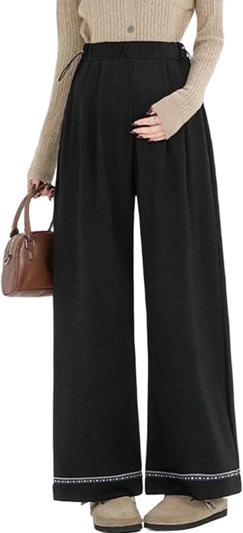 Heavy Duty Winter Maternity Pants Thick Fleece Lined Wide Leg Over Belly Non-Squeeze Pregnancy Outer Wear Straight Leg