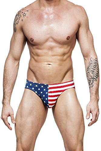 Gary Majdell Sport Men's USA Flag Stars Bikini Swimsuit Navy/Red Stripes Large