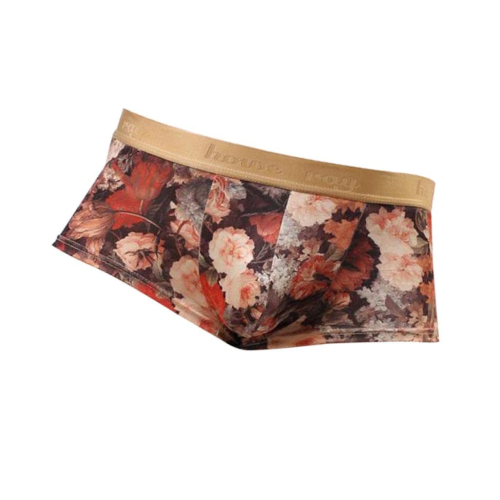 nivaa Men's Underwear Retro Flower Print Boxer Briefs Bulge Pouch Shorts M Pink-picture-37