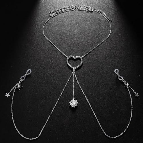 PANGBOER Collier de chaîne de corps réglable élégant, bijoux de corps de fête, chaîne de mamelon, Texture en alliage pour les femmes à la recherche de charme et de styles de collier – vue 8