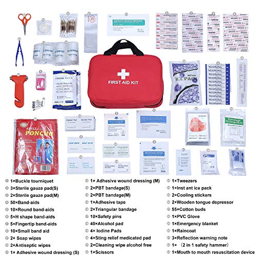 First Aid Kit - 230 Piece - for Car, Home, Travel, Camping, Office or Sports | Red Bag/Reflective Cross, Fully Stocked with Essential Supplies for Emergency and Survival - Image 4