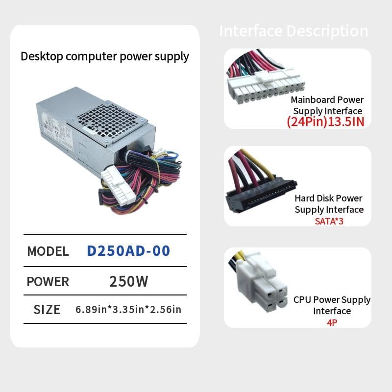 New 250W Power Supply D250AD-00 L250AD-00 H250AD-00 F250AD-00 for Dell OptiPlex 390 790 990 3010 SFF