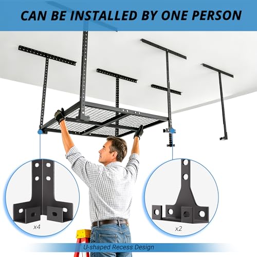 Overhead-Garage-Storage-RackHeavy-Duty-Garage-Shelving-System-Creates-Dry-Storage600LB-Rated-Height-Adjustable-Ceiling-Organizer