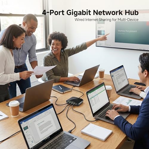 Cable Matters USB 3.1 na 4-portowy przełącznik Gigabit Ethernet (przejściówka z USB na Gigabit Ethernet) do laptopów i przełącznika konsoli do gier