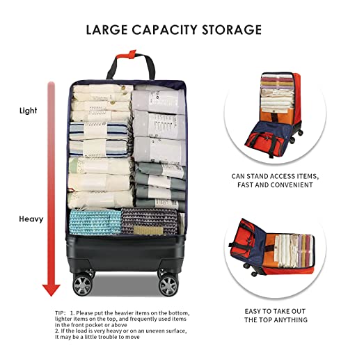 Verage Expandable Foldable Luggage Bag Collapsible Suitcases Rolling Travel Duffel Bag Lightweight Larger Suit Case with Detachable Spinner Wheels(Red,24 Inch Expands into 28 Inch)4