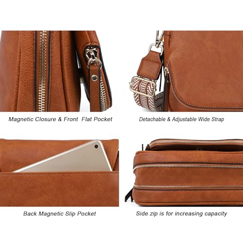 Image of Crossbody Bags for Women Small Pu Leather Over the Shoulder Purses and Flap Cross Body Handbags with Multi Pockets
