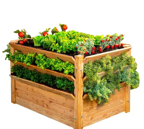 WESTMANN Premium Hochbeet aus Lärchenholz | Natur | 125x91x73 cm | Kräuterbeet für den Außenbereich | Holzhochbeet zum Bepflanzen von Gemüse & Kräutern