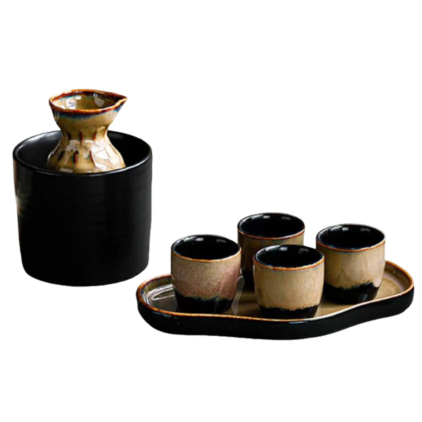 Ensemble à saké – Pichet en céramique et tasses de service traditionnelles en porcelaine pour la maison et le salon de thé, idéal pour le saké et le vin