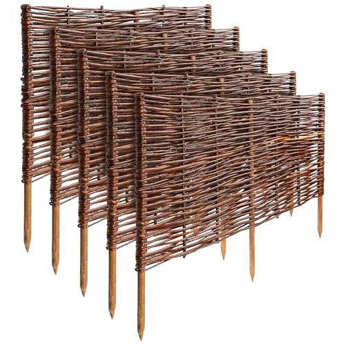 Creative Home Beeteinfassung Weide Weidenzaun 5er Set | 60 x 40 cm (+/- 1 cm) | Gartenzaun Beetumrandung Steckzaun | Rasenkante Beetbegrenzung | Dekorativer Zaun Garten